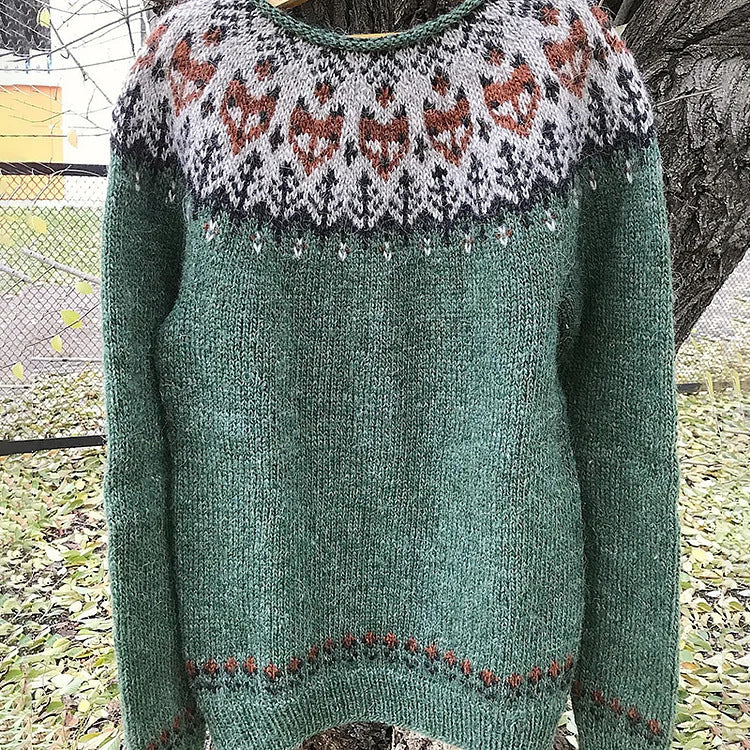 Women's Round Neck Multicolor Loose Fashion Pullover Sweater