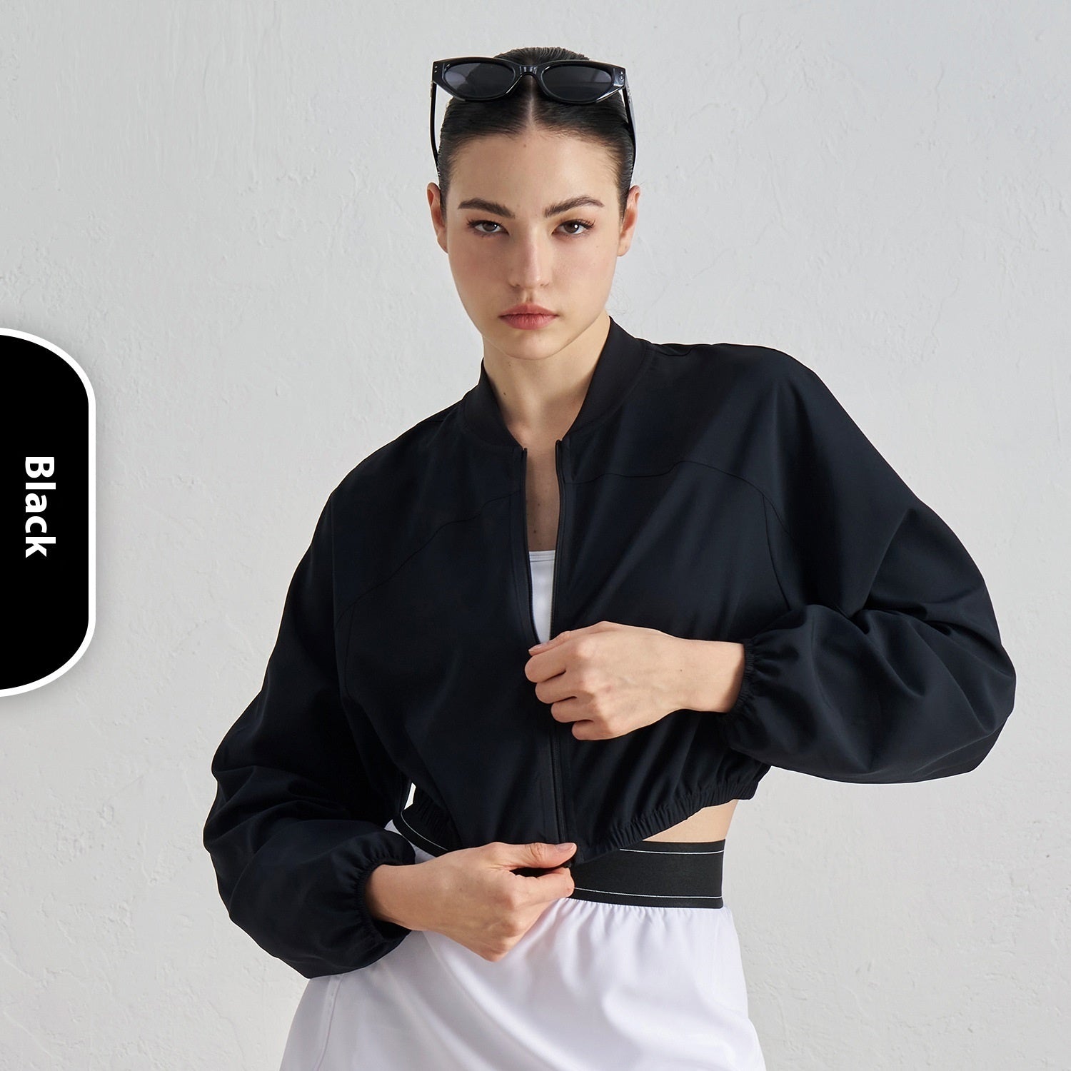 Woven Sports Jacket Lightweight Breathable Workout Top Waist-tight Design Outdoor