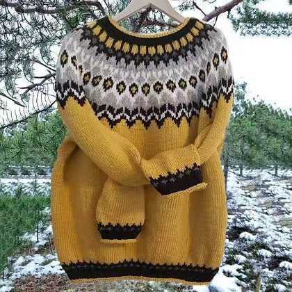 Women's Round Neck Multicolor Loose Fashion Pullover Sweater