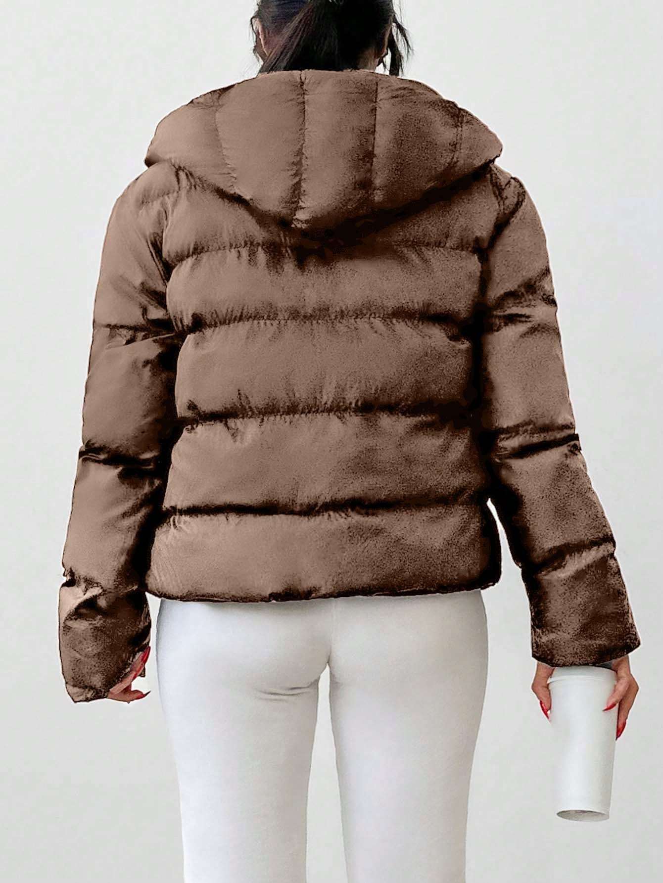 Women's Casual Solid Color Zipper Hoodie Jacket