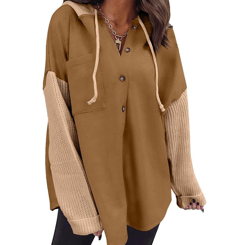 Women's Sweater Patchwork Hoodie Casual Jacket