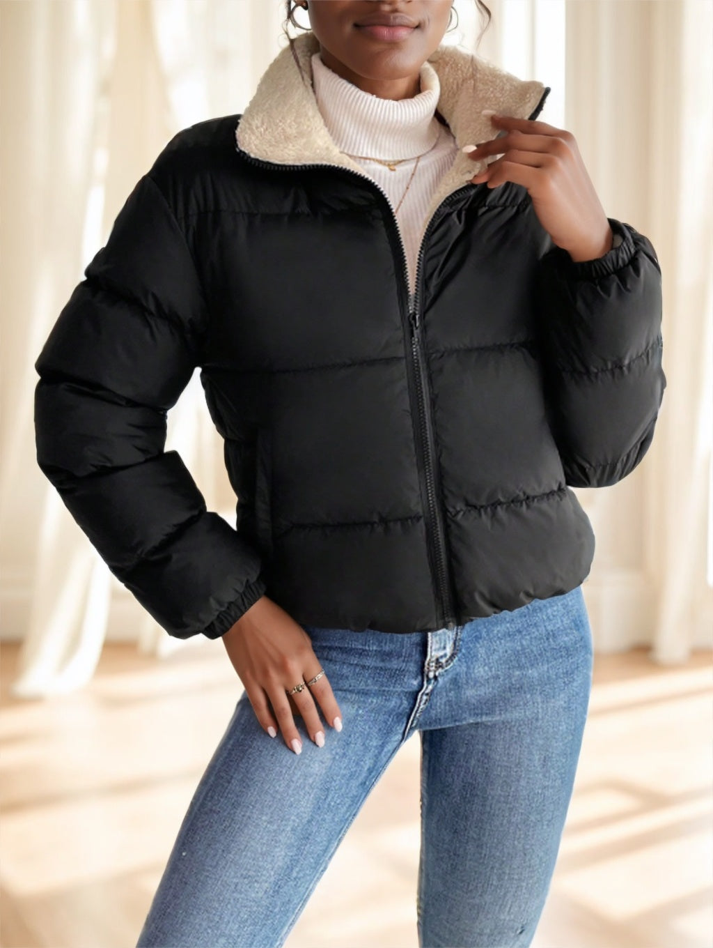 Frenchy Zip Up Reversible Hooded