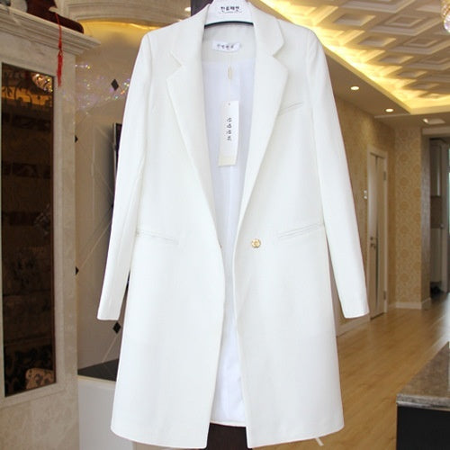 Mid-length Suit Spring Women's Long Sleeve Plus Size Nylon Slimming Versatile Straight Style