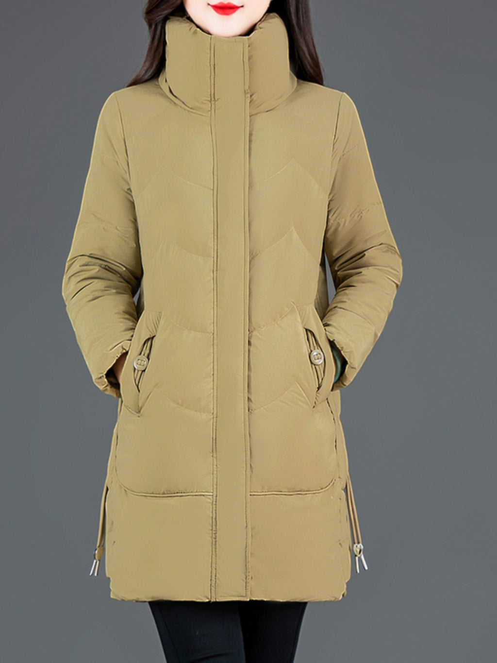 Loose Mid-length High Collar Warm Cotton Coat Jacket