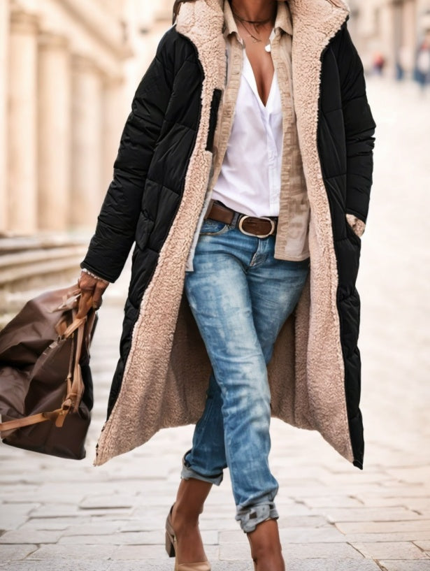 A Plain-colored Cotton-padded Jacket For Ladies