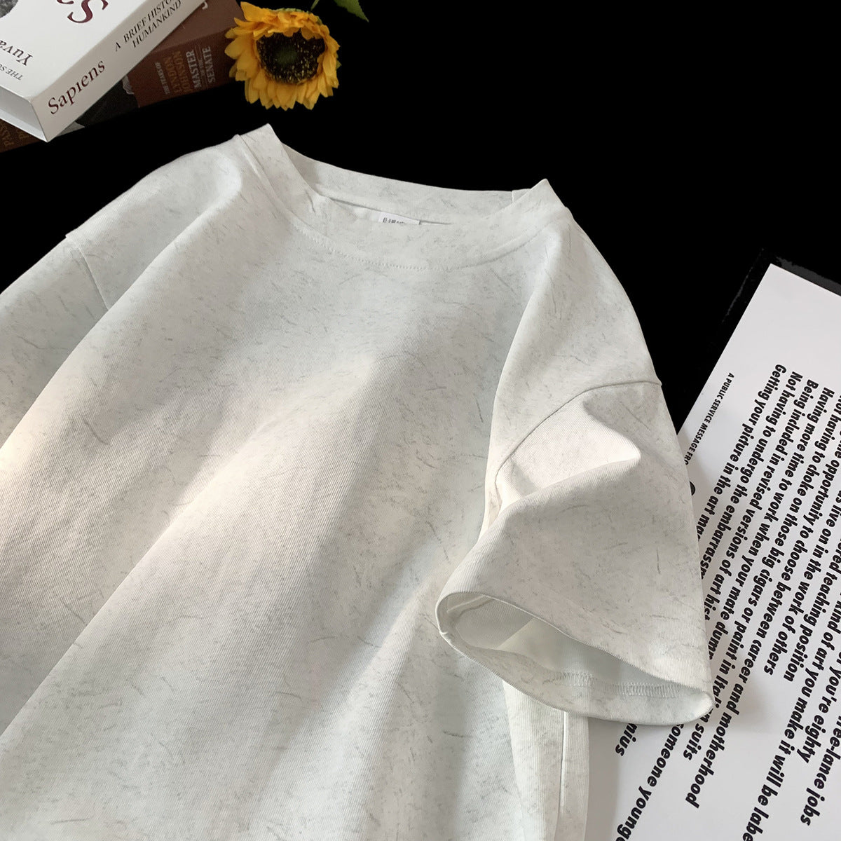 Stone Washed Ice-feeling Tencel Cotton Ice Silk Short Sleeve T-shirt