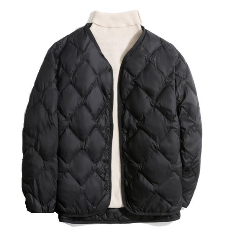 Women's Short Liner Plus Size Diamond Lattice White Duck Down V-neck Coat