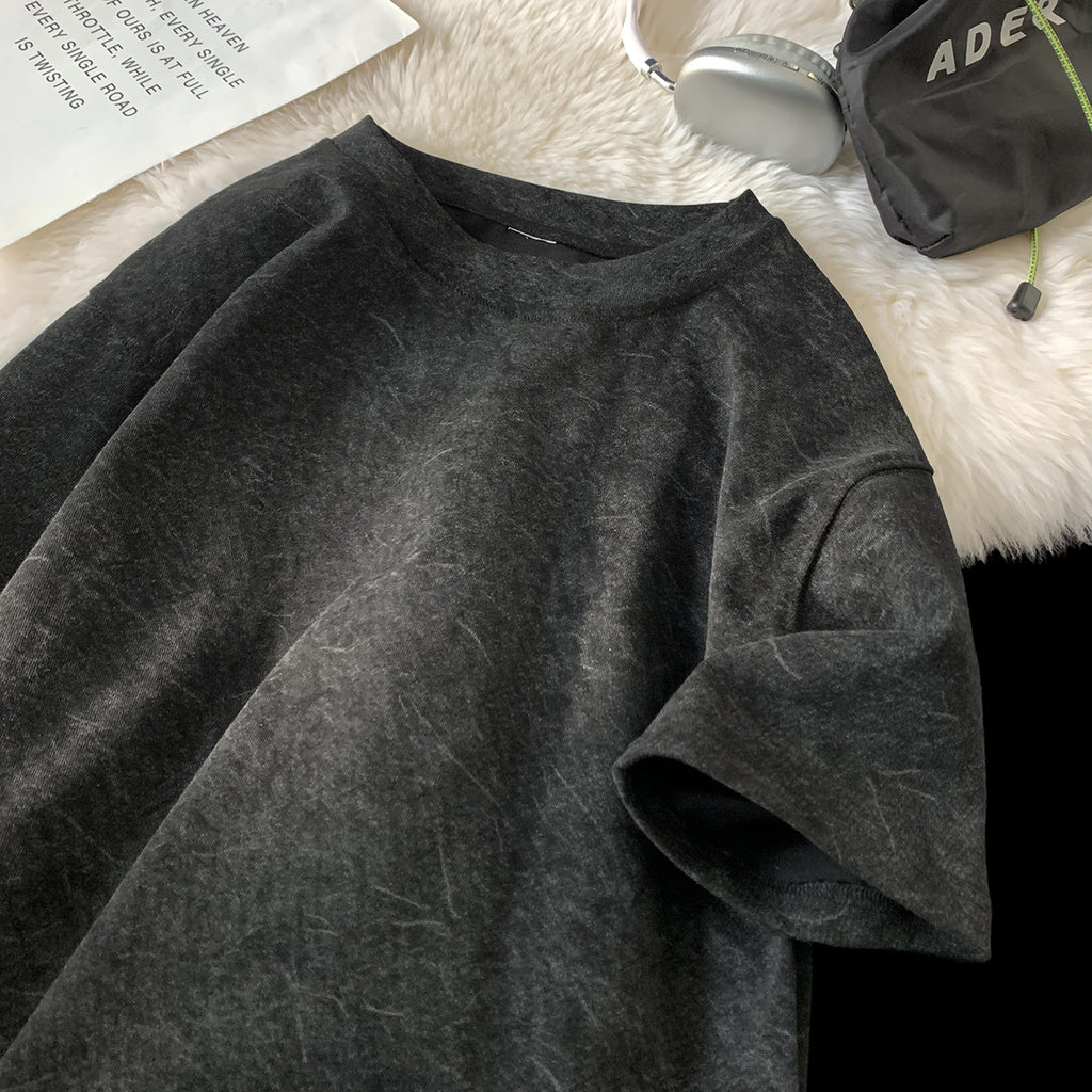 Stone Washed Ice-feeling Tencel Cotton Ice Silk Short Sleeve T-shirt