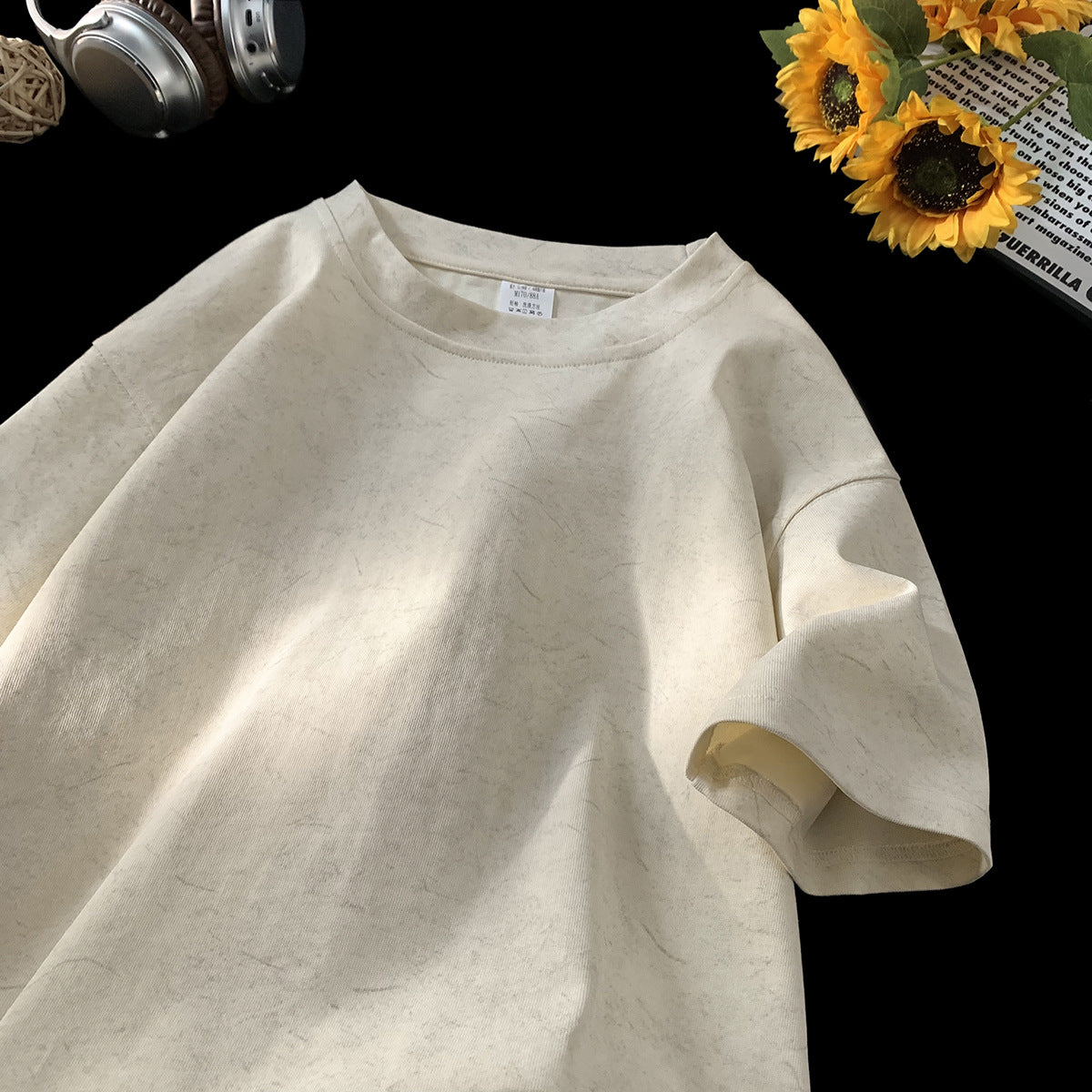 Stone Washed Ice-feeling Tencel Cotton Ice Silk Short Sleeve T-shirt