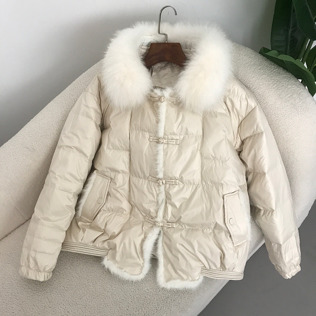Down Jacket Short Loose Fashion Retro Patchwork Coat