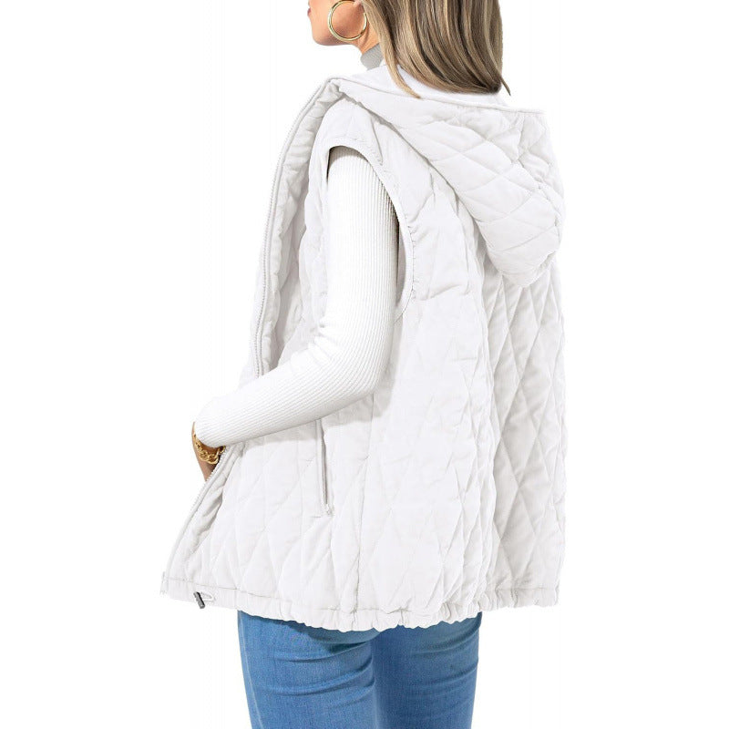 Fashion New Ladies Hooded Cotton-padded Waistcoat