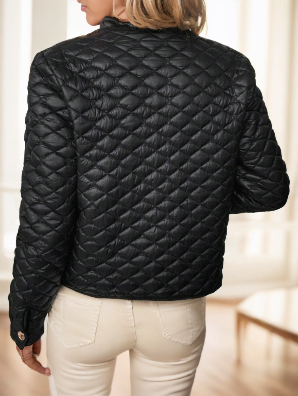 Clasi Elegant Diamond-Quilted Plus Size Women's Winter Short Padded Coat