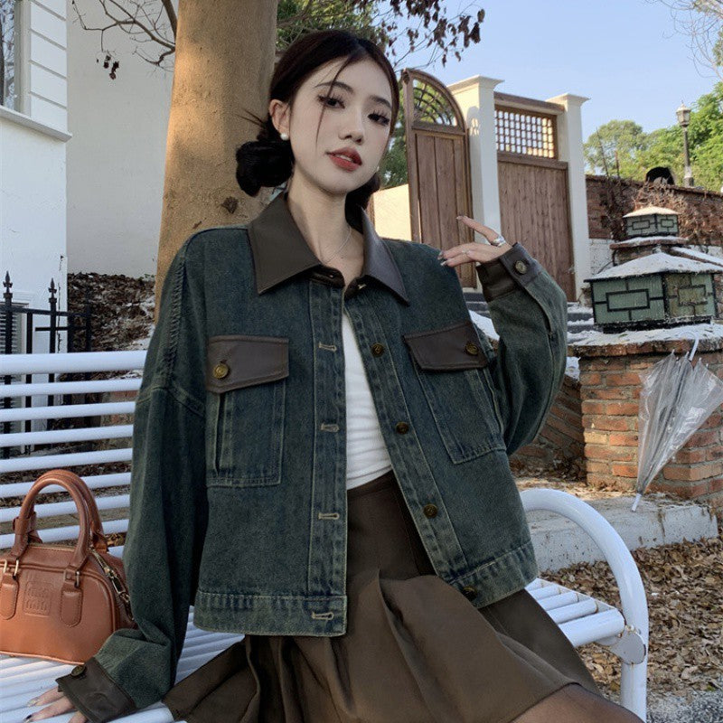 American Stitching Denim Women's Retro Loose Short Design Jacket