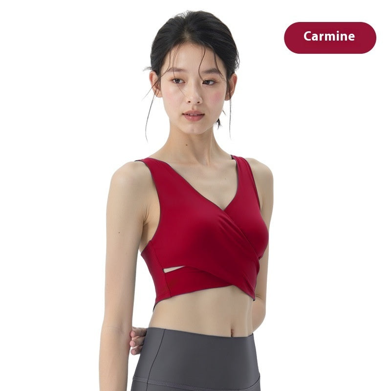 Women's Solid Color Deep V Cross Pleated Slim Vest