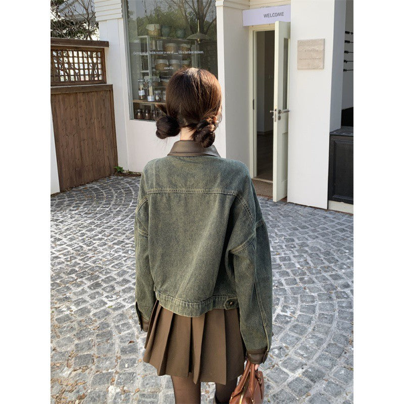 American Stitching Denim Women's Retro Loose Short Design Jacket