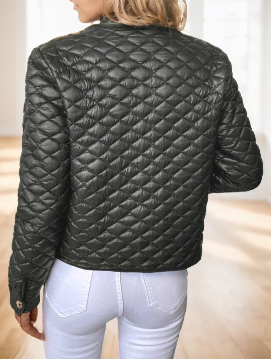 Clasi Elegant Diamond-Quilted Plus Size Women's Winter Short Padded Coat