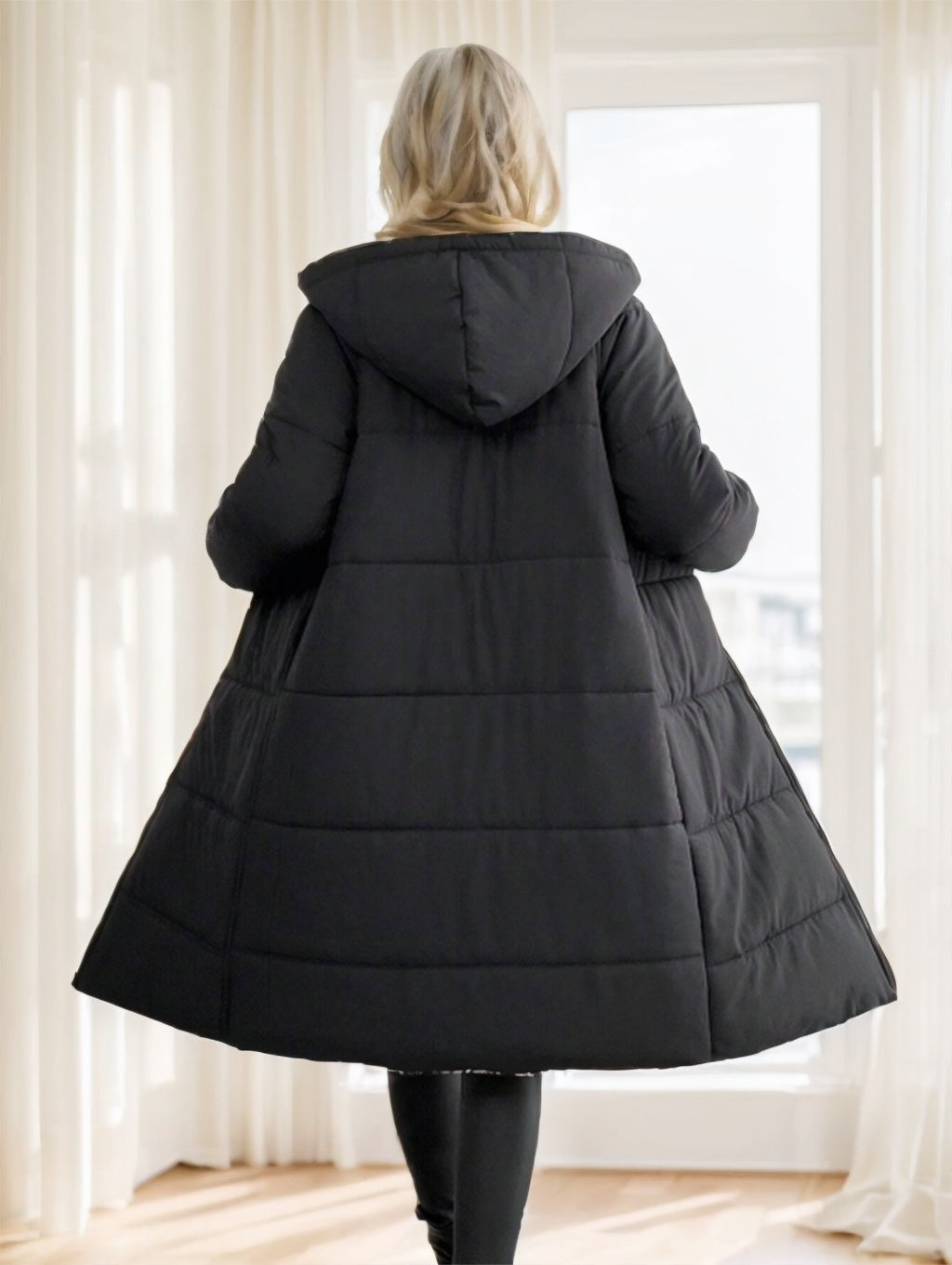 Women's Winter Long Sleeve Zip Up Hooded Cotton Padded Coat