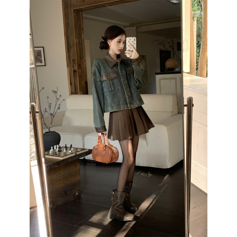 American Stitching Denim Women's Retro Loose Short Design Jacket