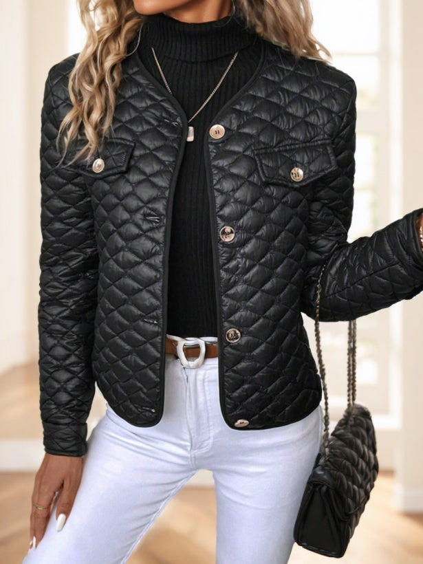 Clasi Elegant Diamond-Quilted Plus Size Women's Winter Short Padded Coat