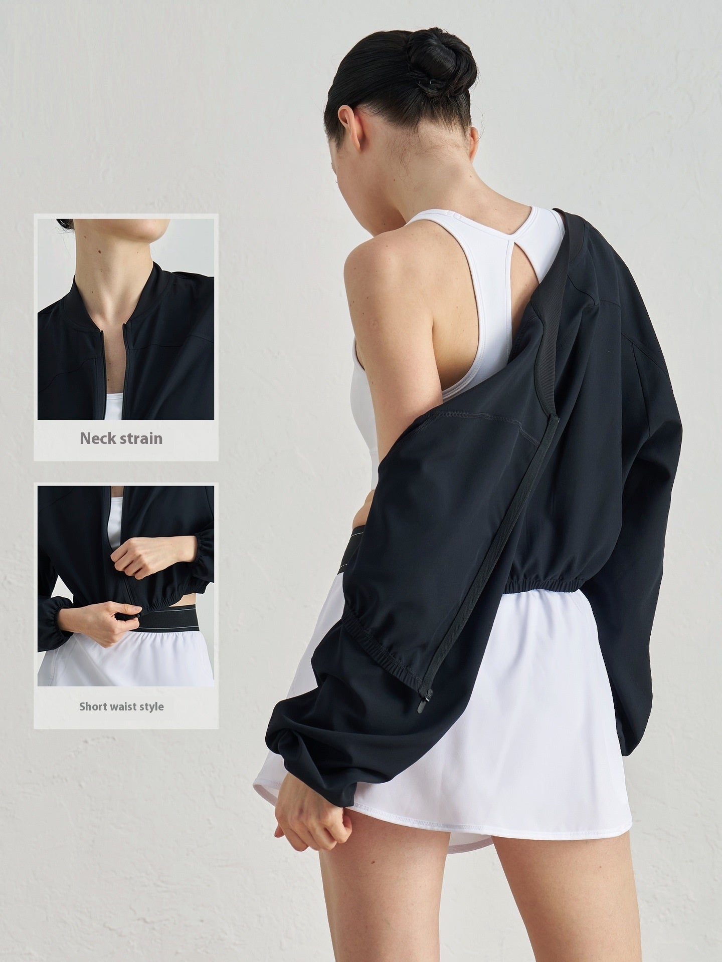 Woven Sports Jacket Lightweight Breathable Workout Top Waist-tight Design Outdoor